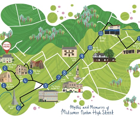 A map showing the town.