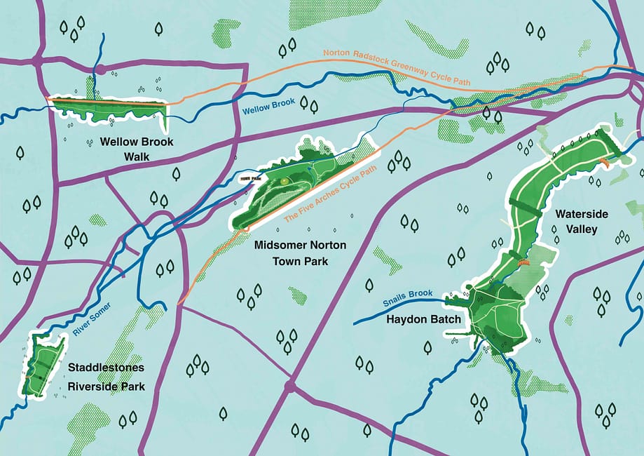 A overview map showing the different tours in the local area